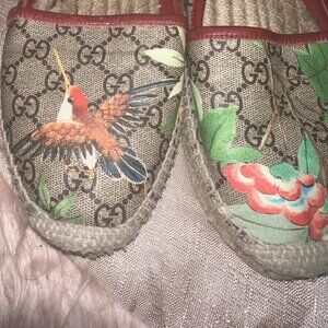 Gucci Multicolor Tian Print GG Supreme Canvas Flat Espadrilles Size 38.5